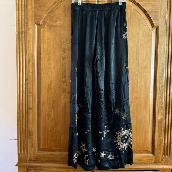 Johnny Was celestial Estrella wide leg satin cargo pants silk blend S small - Picture 4 of 16